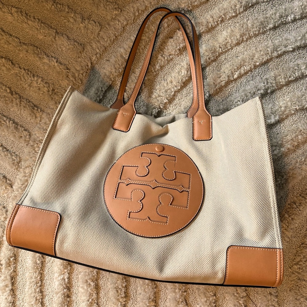 RARE Tory Burch Ella Canvas Tote